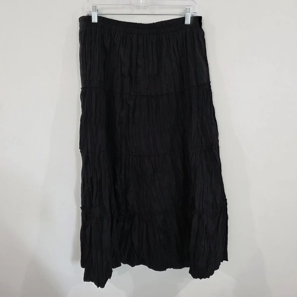 Womens Pleated Maxi Skirt Size XL Black Ren Faire‎ Fairy Victorian Whimsigoth